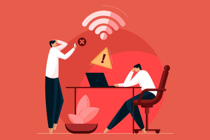 No Internet or Internet connection problem concept, WiFi network is not available